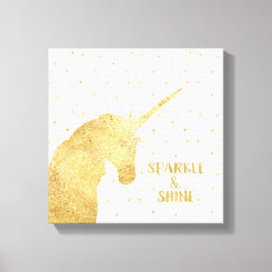 Toile Étoiles de licorne d'or Étincelles