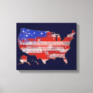 Toile étoiles+et+barre le drapeau de carte des