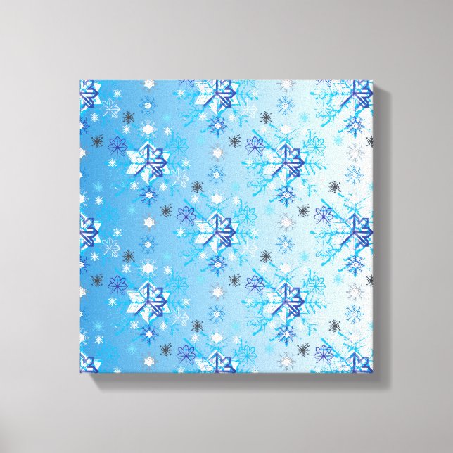 Toile Étoiles et flocons de neige bleu et blanc complexe (Recto)