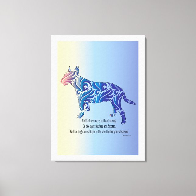 Toile Être comme ouragan et tigre BULL TERRIER art (Recto)