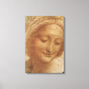 Toile Étude de portrait de sainte Anne par Léonard de Vi