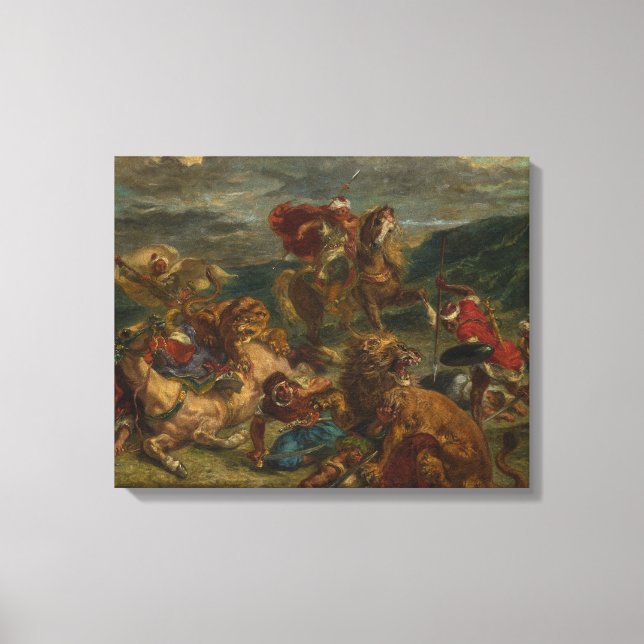 Toile Eugene Delacroix - Chasse au lion (Recto)