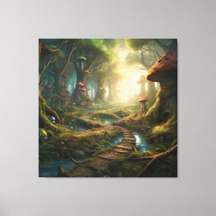 Toile Exploration de la forêt de champignons enchantés