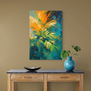 Toile Explosion de palmier abstrait – Énergie tropicale 