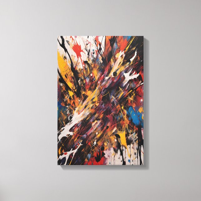 Toile Expressionniste d'action abstraite dynamique Art v (Recto)