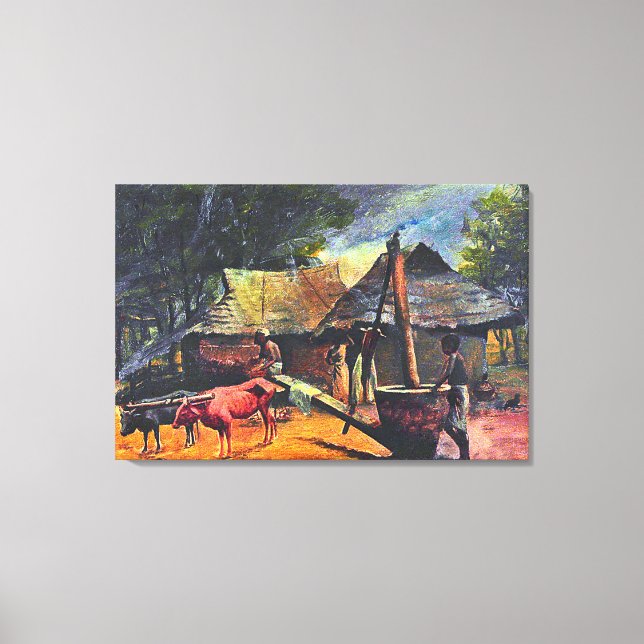 Toile Extracteur de pétrole : Raja Ravi Varma Peinture (Recto)