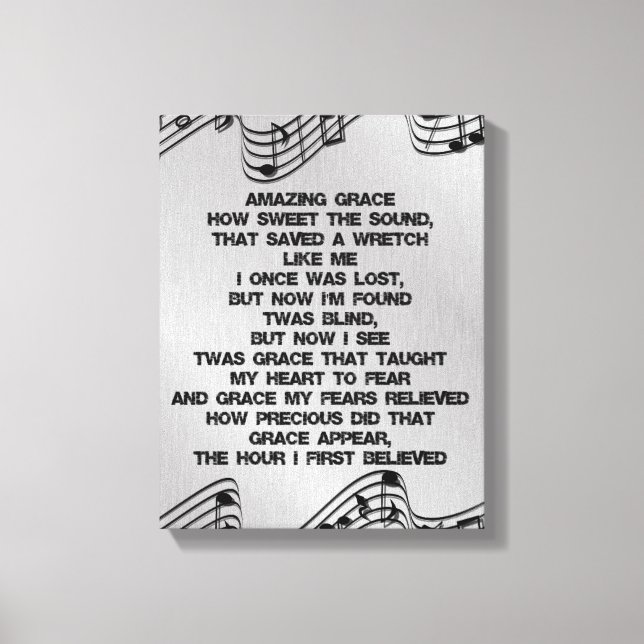 Toile Extraordinaire Grace Christian Hymn paroles (Recto)