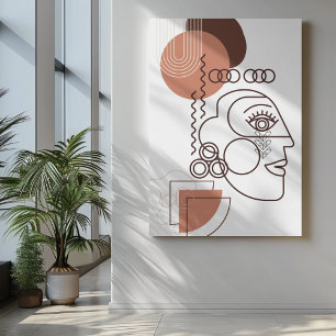 Toile Face Abstraite aux formes brunes roses