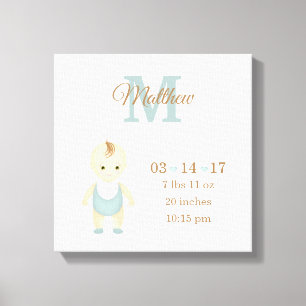 Toile Faire-part de naissance bébé garçon