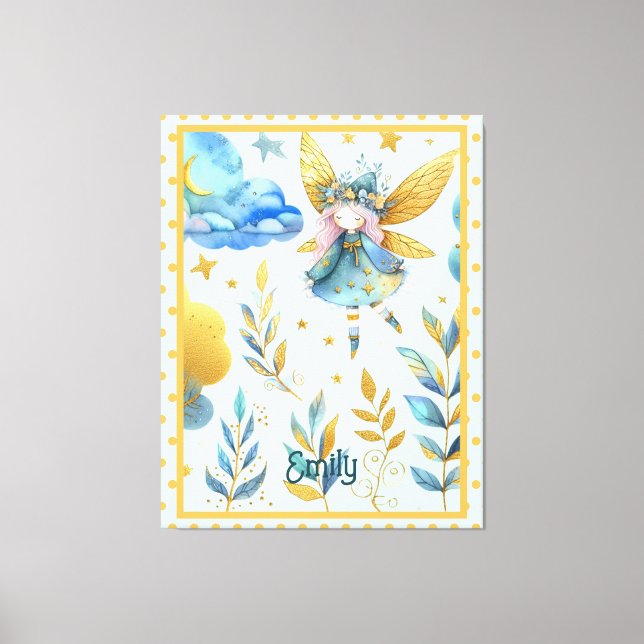 Toile Fairy Birthday Turquoise Gold Rose Princess Fairyt (Recto)