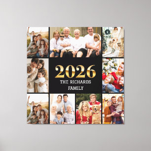 Toile Famille 2026 Collage de photos personnalisé avec n
