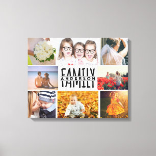 Toile Famille 8 Photo Collage Modèle Plus Ajouter le nom