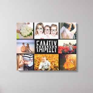 Toile Famille 8 Photo Collage Modèle Plus Ajouter le nom