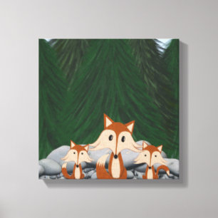 Toile Famille adorable de renards