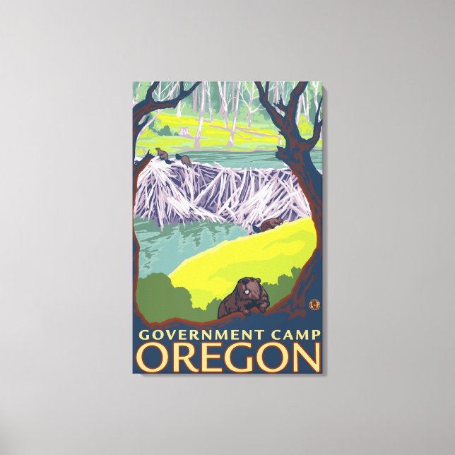 Toile Famille Beaver - Camp du gouvernement, Oregon (Recto)