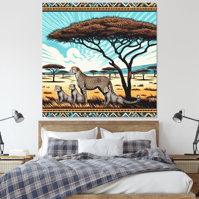 Toile famille cheetah dans le serengeti (Insitu(Chambre))