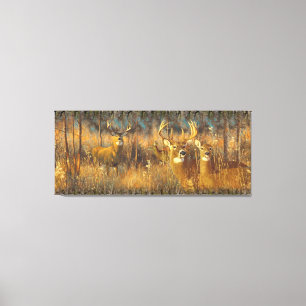 Toile Famille De Cerfs En Automne Matin Soleil