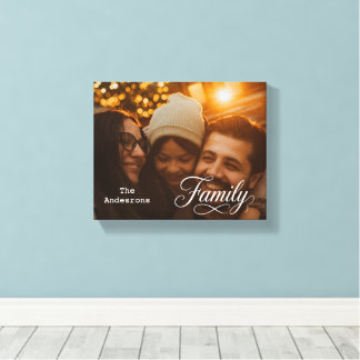 Toile Famille de script moderne Nom de photo personnalis