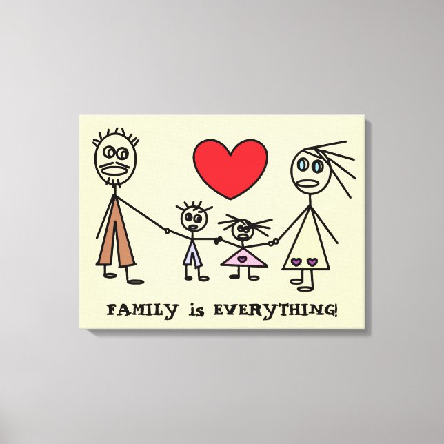Toile FAMILLE est tout mignon Stick Figure Family (Recto)