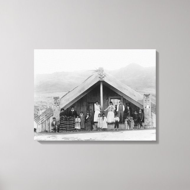 Toile Famille Maori à la maison PhotographieNouvelle-Zél (Recto)