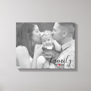 Toile Famille Noire Est. Année avec Red Heart Family Pho