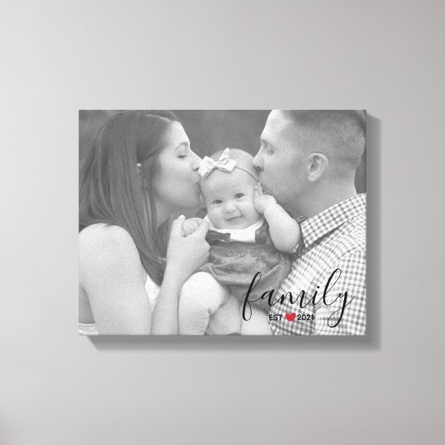 Toile Famille Noire Est. Année avec Red Heart Family Pho (Recto)