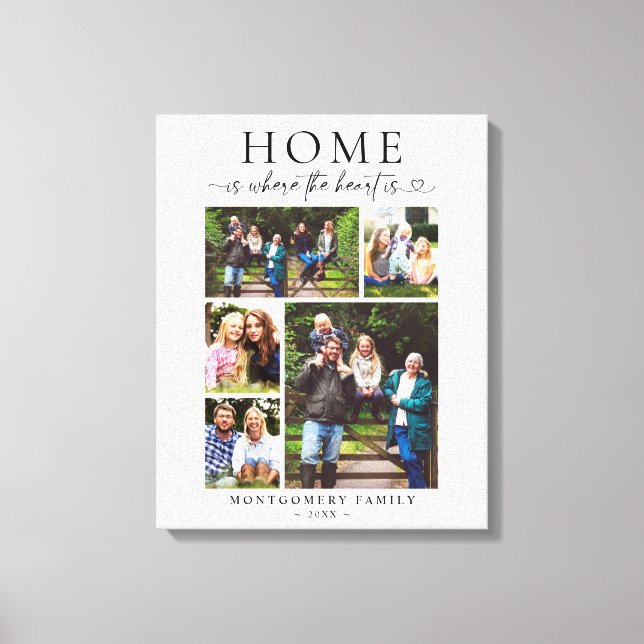 Toile Family Photo Collage Keepsake Heart Script (Recto)