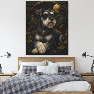 Toile Fantaisie d'art majestueuse de Schnauzer noir et o