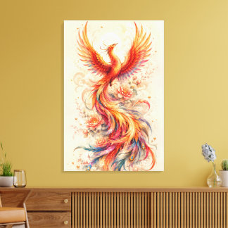 Toile Fantaisie florale de Phoenix – Feu coloré montant