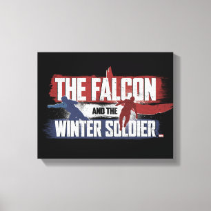 Toile Faucon et soldat d'hiver Graphisme rouge et bleu