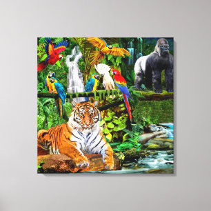 TOILE FAUNE ET FLORE DE LA FORÊT TROPICALE