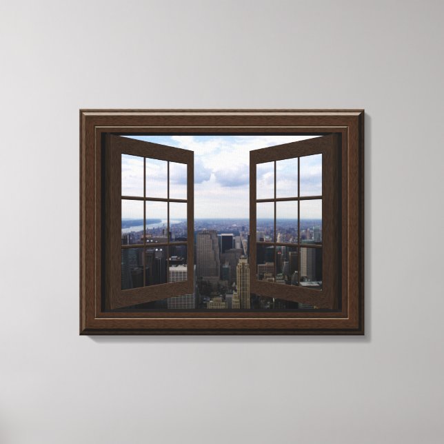 Toile Faux Window View Empire State Building NYC Canvas (Recto)
