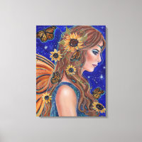 Fée de tournesol aux papillons art par Renée