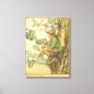 Toile Fée d'orme ailée assise dans un arbre
