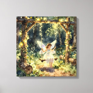 Toile Fée enchantée sur une balançoire dans une forêt ma