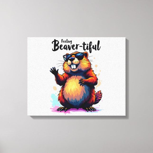 Toile Feeling Beaver-tiful - Funny Beaver Graphic (Recto)
