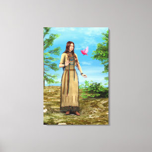 Toile Femme amérindienne Art de l'oiseau de la forêt