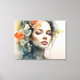 Toile Femme art double exposition