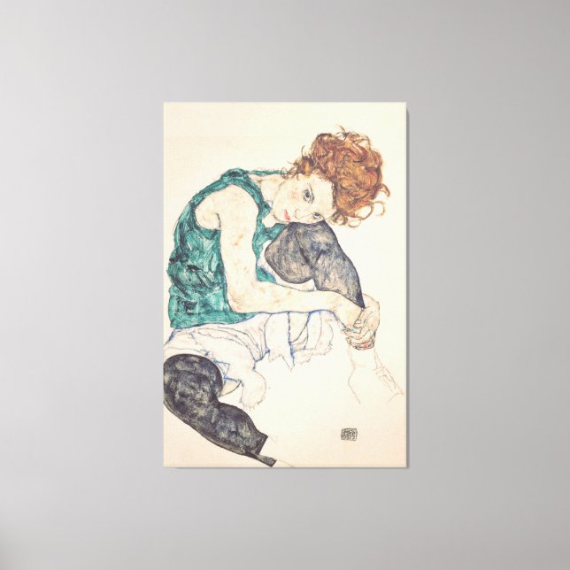 Toile Femme Assis Avec La Tête Sur Le Genou (Recto)
