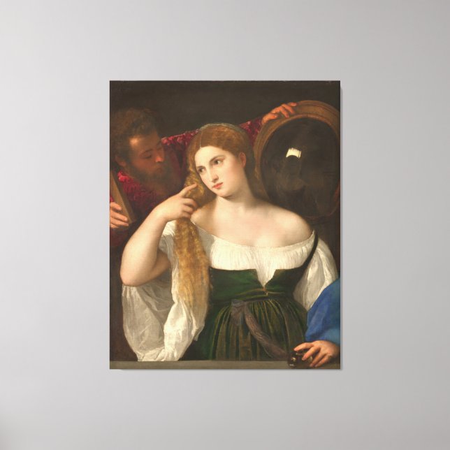Toile Femme avec miroir par Titien (Recto)