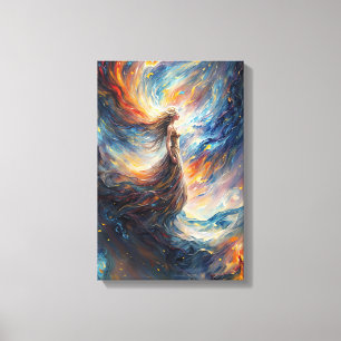 Toile Femme céleste dans l'art cosmos de feu