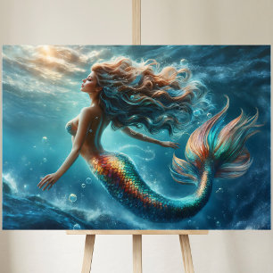 Toile Femme de sirène sous l'eau écailles de la mer