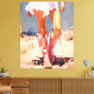 Toile Femme en bottes roses