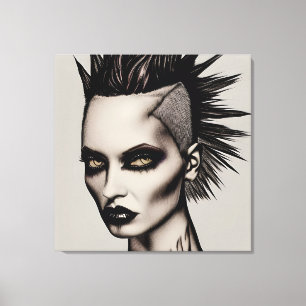Toile Femme féroce en Mohawk et Piercings Punk gothique