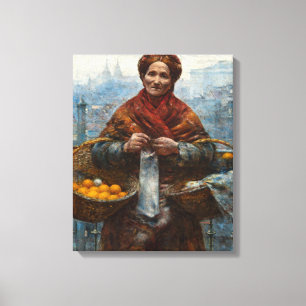 Toile Femme juive pauvre qui vend des oranges à Varsovie