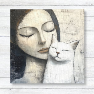 Toile Femme neutre et chat