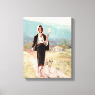 Toile Femme paysanne avec déception par Nicolae Grigores