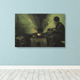 Toile Femme paysanne par foyer par Vincent van Gogh