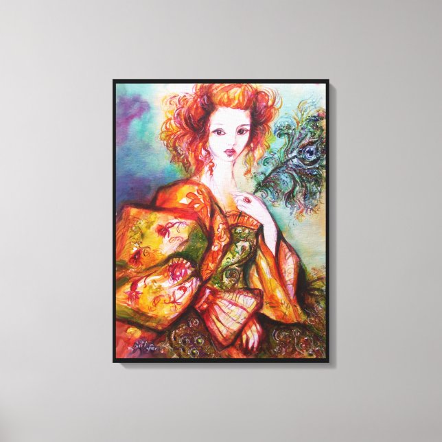 TOILE FEMME ROMANTIQUE AVEC PÂTE DE PEACOCK ÉCLANTE (Recto)