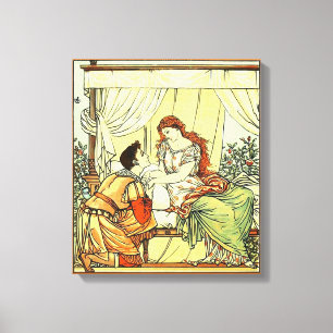 Toile Femme romantique vintage d'homme tenant des mains